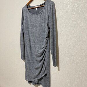 Leith Gray Long Sleeve Ruched dress grunge vintage prairie career classy